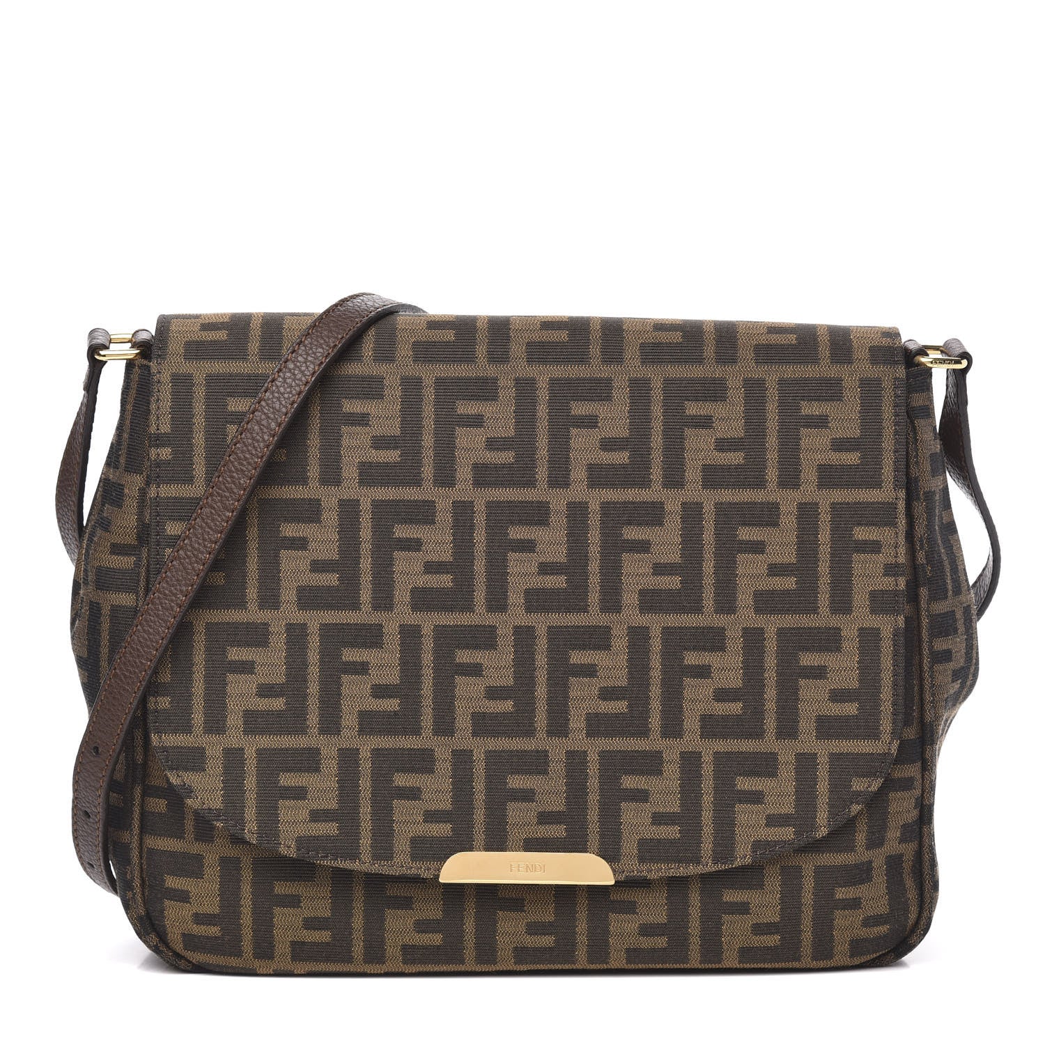 Fendi Zucca Vitello Artic Messenger Bag Tobacco Castagna 1 of 9