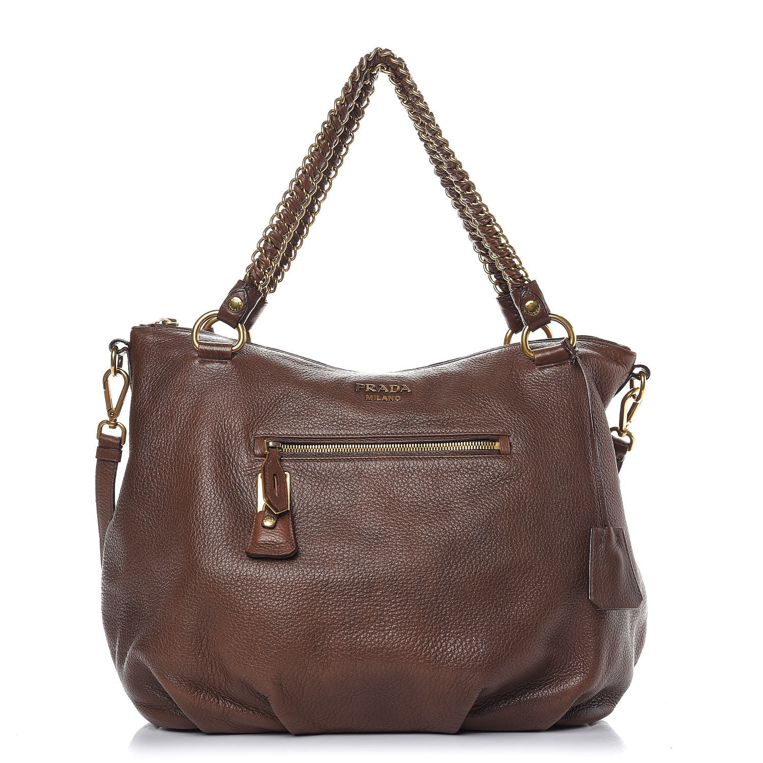 Prada Cervo Lux Deerskin Chain Bag Bruciato 1 of 15