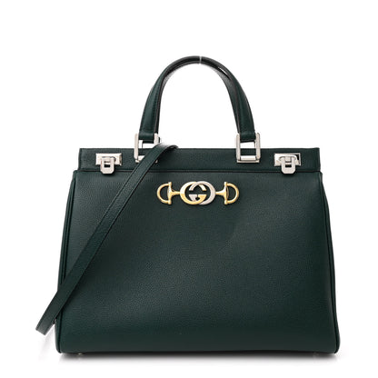 Gucci Grainy Calfskin Medium Zumi Top Handle Bag Vintage Green 1 of 12