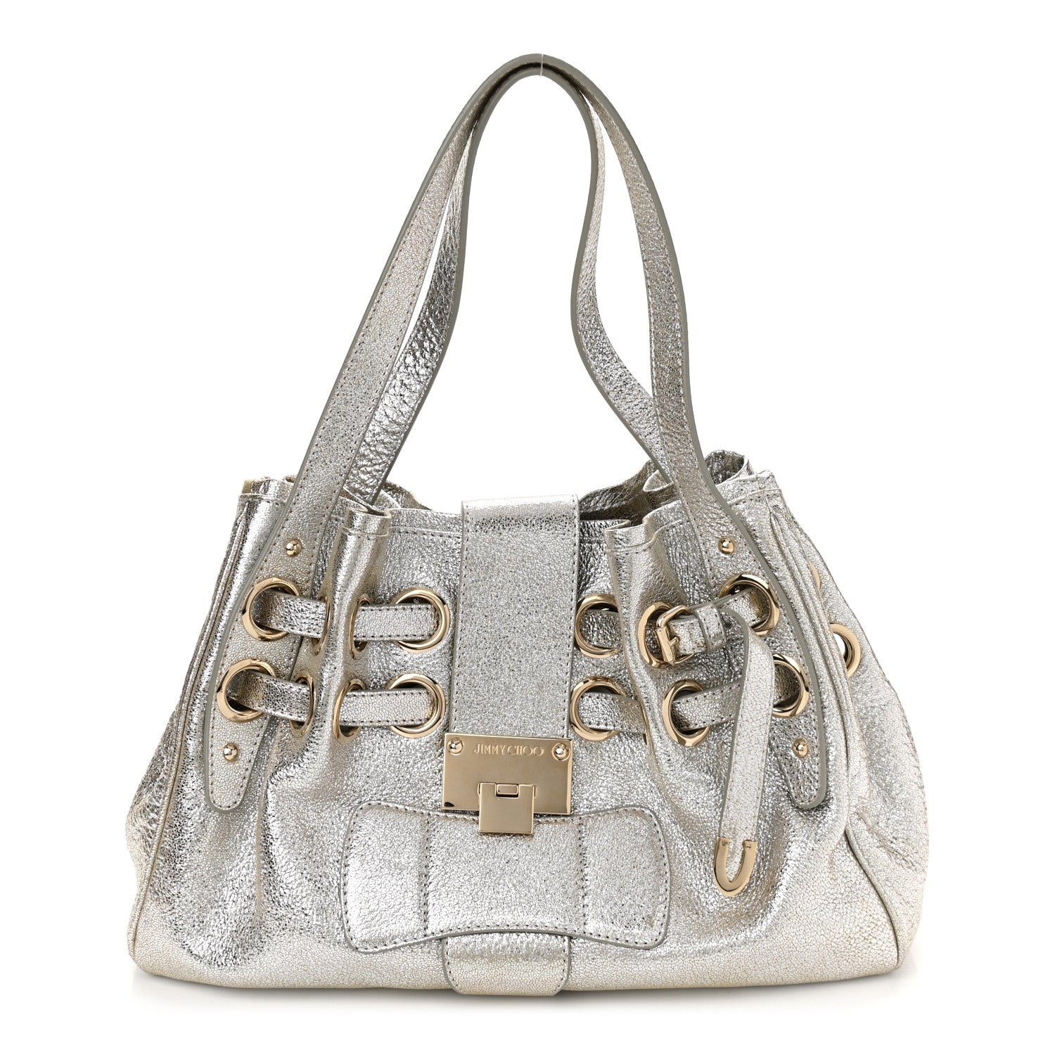 Jimmy Choo Metallic Calfskin Riki Bag Silver 1 of 11