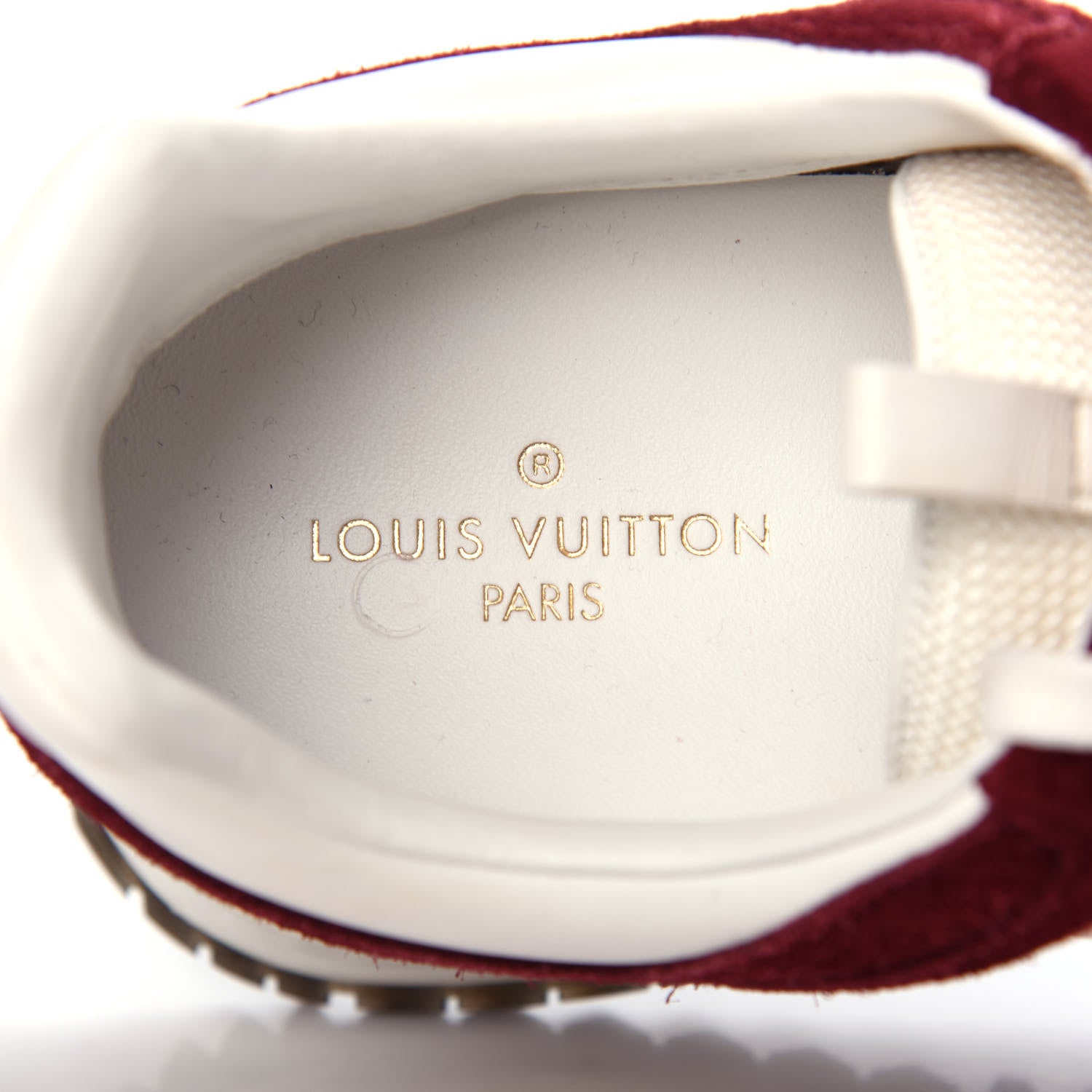 Louis Vuitton Suede Calfskin Run Away Sneakers 37.5 Burgundy White 8 of 10