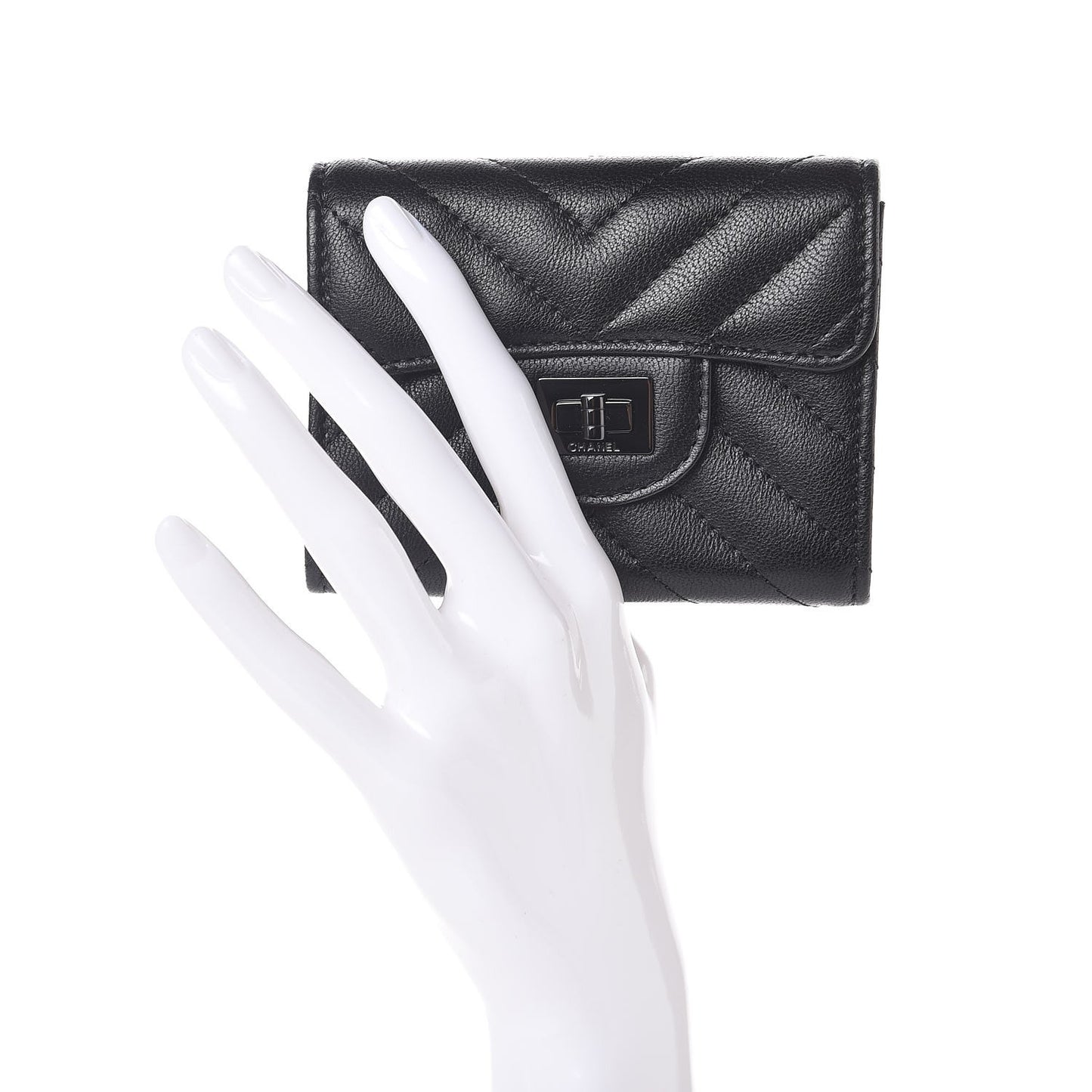 Sheepskin Chevron Quilted Reissue Card Holder Wallet So Black