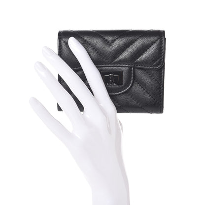 Chanel Sheepskin Chevron Quilted Reissue Card Holder Wallet So Black 2 of 9