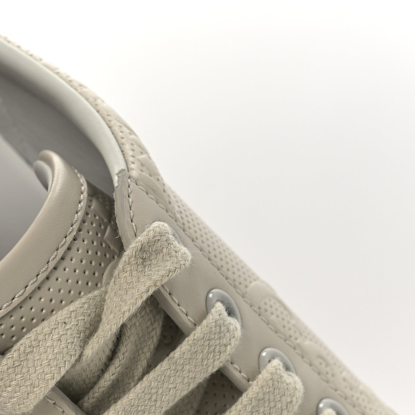 Calfskin GG Tennis Embossed Ace Sneakers 37 Mystic White