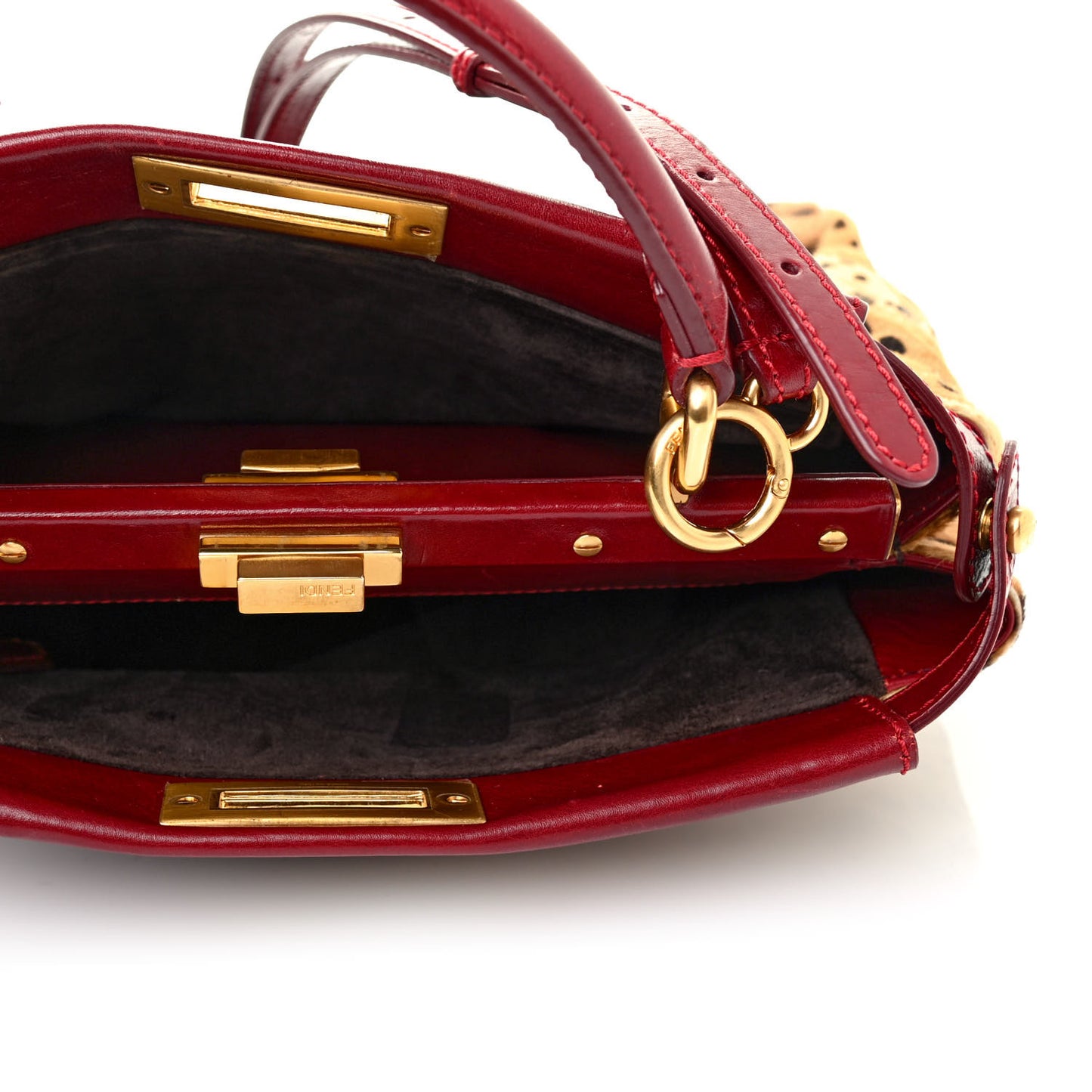 Calf Hair Leopard Print Medium Peekaboo Iconic Satchel Rosso Cilegia