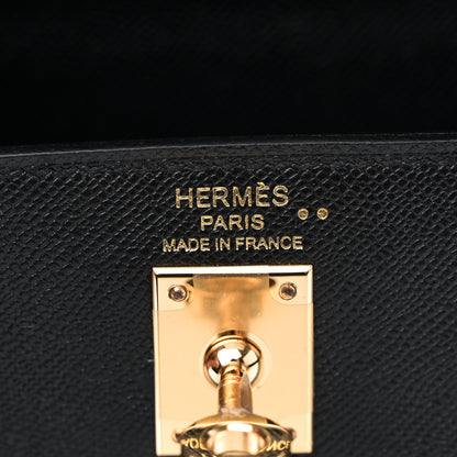 Hermes Madame Calfskin Shiny Niloticus Crocodile Kelly Sellier Touch 25 Black 6 of 11