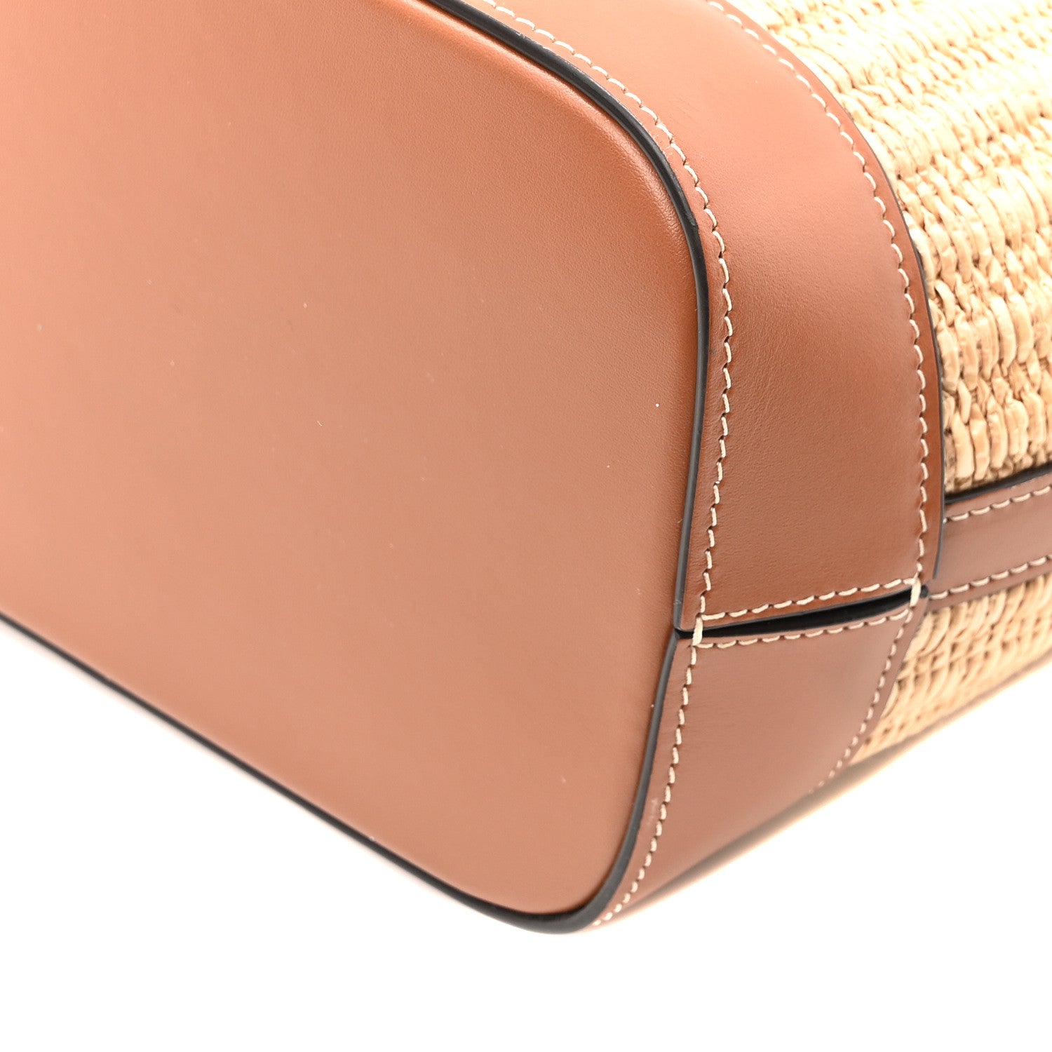 Celine Raffia Calfskin Cuir Triomphe Bucket Bag Natural Tan 11 of 11