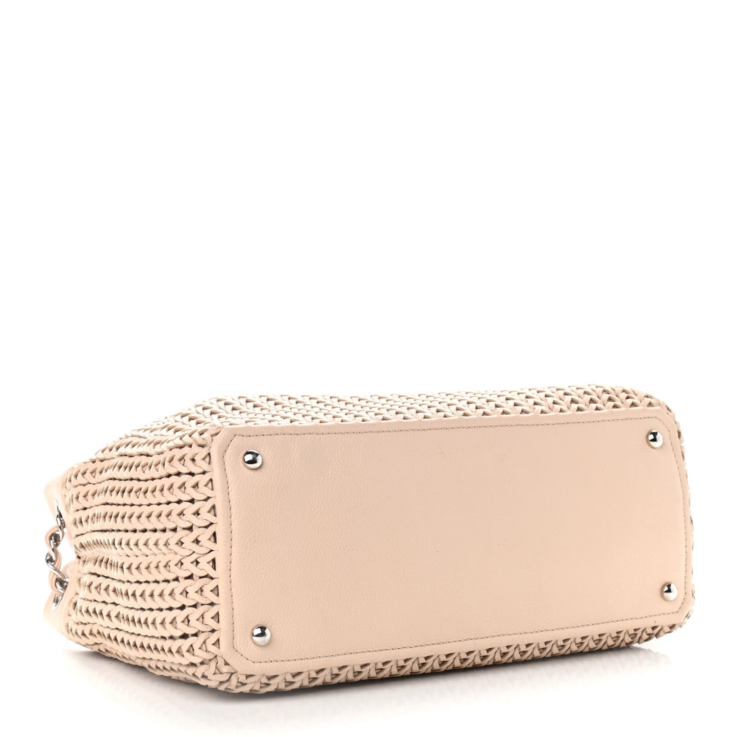 Calfskin Small Braided CC Tote Beige