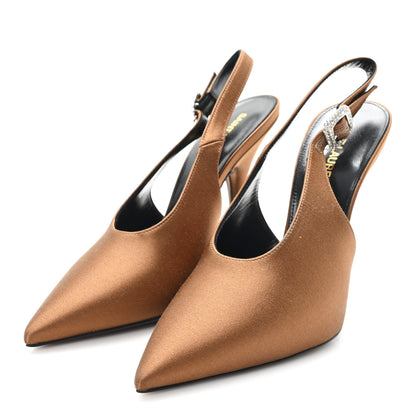 Saint Laurent Silk Satin Yasmeen 115 Slingback Pumps 36.5 Alpen Mou 4 of 10