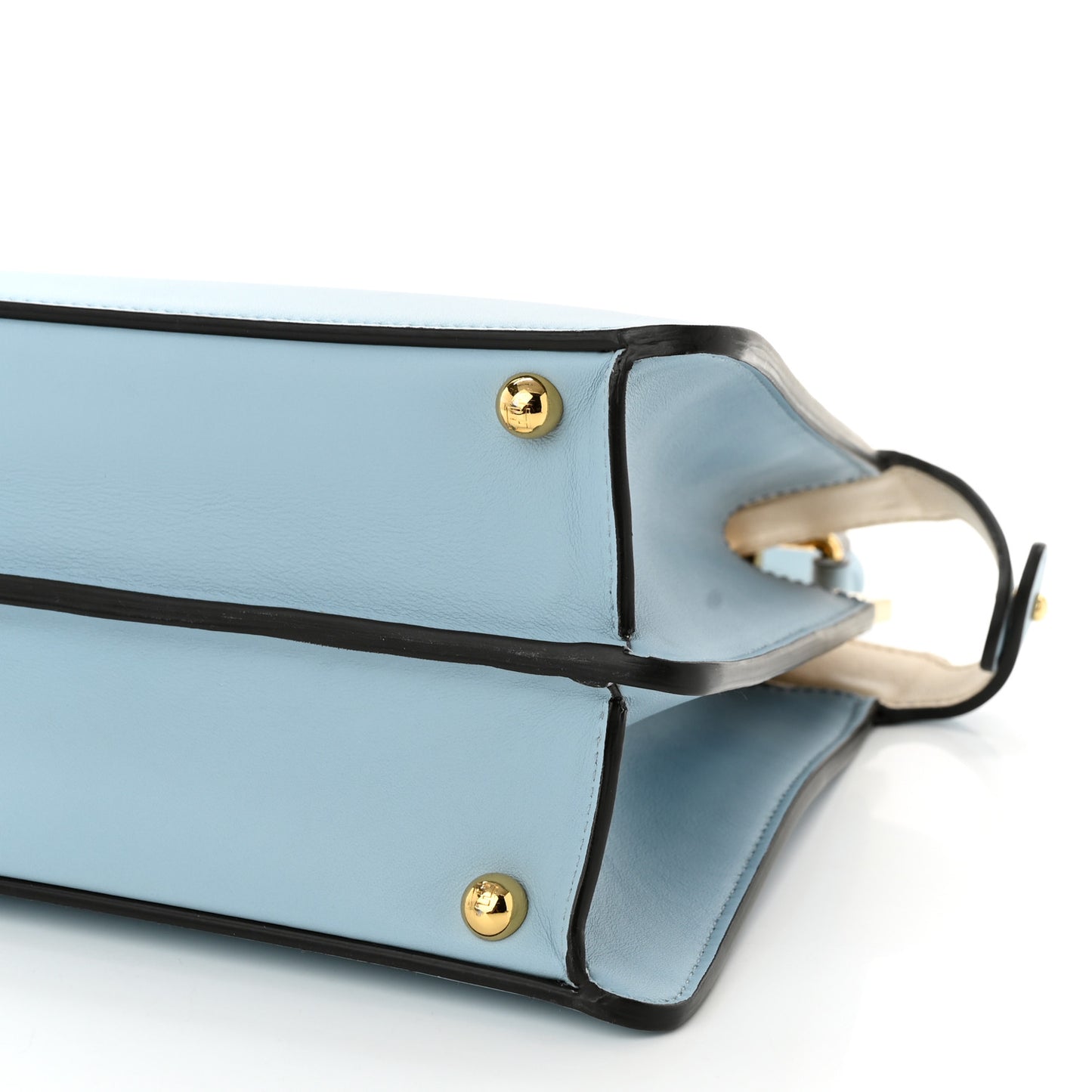 Vitello Seta Shiny Nappa Medium Peekaboo I SEE U Satchel Azzurro Baby Camelia