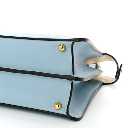 Fendi Vitello Seta Shiny Nappa Medium Peekaboo I SEE U Satchel Azzurro Baby Camelia 10 of 10