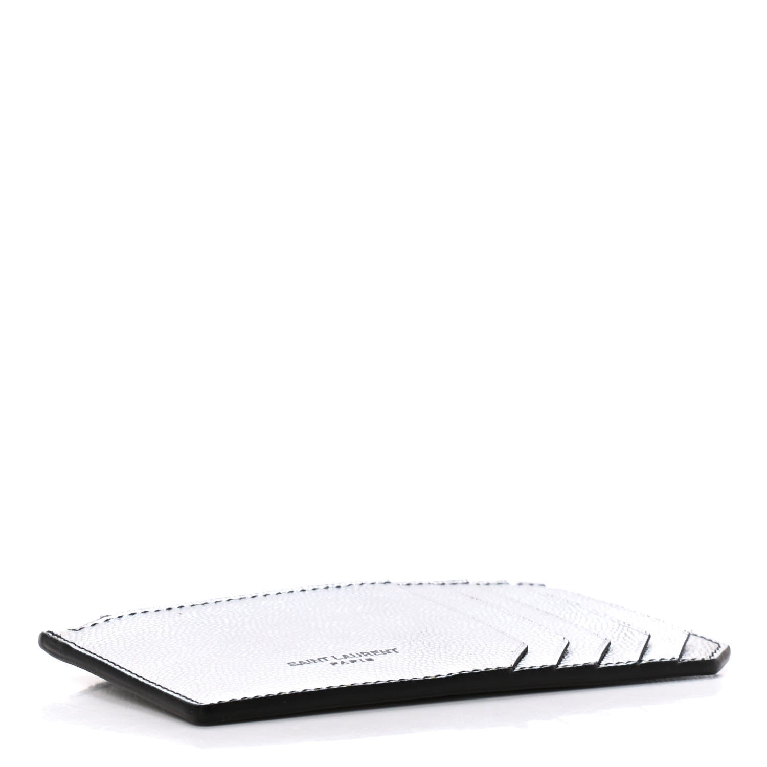 Saint Laurent Grained Calfskin 5 Fragments Zip Pouch Card Holder Silver 4 of 7
