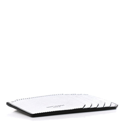 Saint Laurent Grained Calfskin 5 Fragments Zip Pouch Card Holder Silver 4 of 7