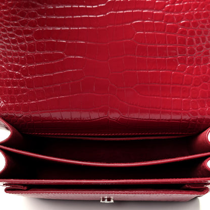 Saint Laurent Calfskin Crocodile Embossed Medium Monogram Sunset Rouge Eros 4 of 4