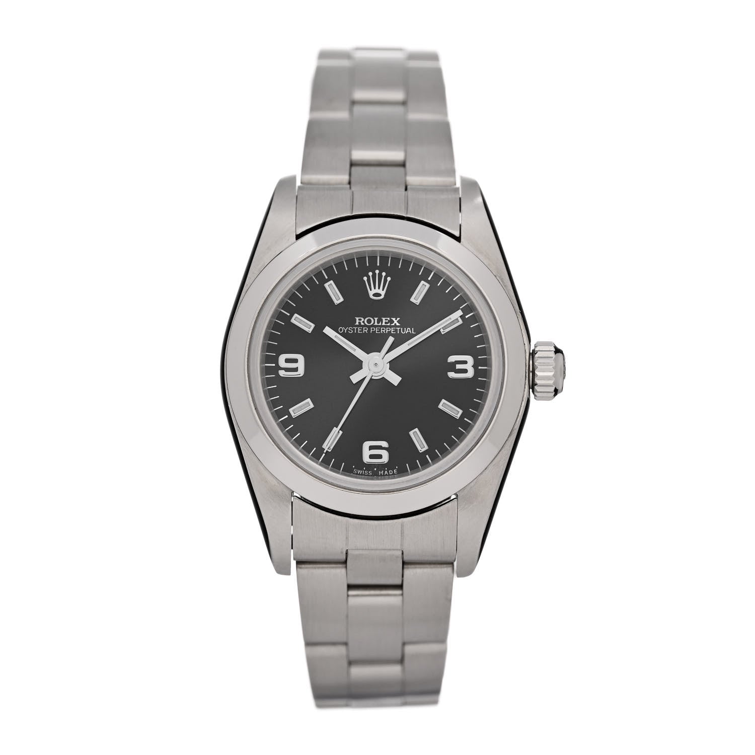 Rolex Stainless Steel 24mm Oyster Perpetual Watch Black 76080 1 of 4