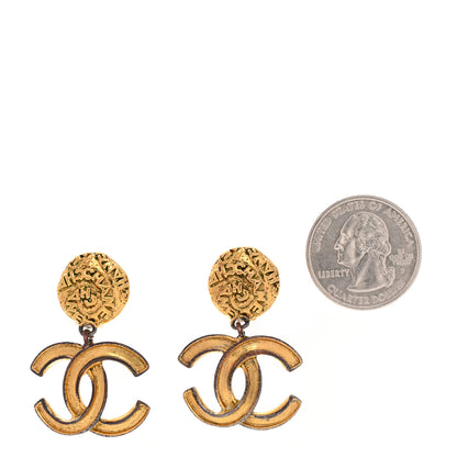 Chanel Metal CC Logo Drop Clip On Earrings Gold 2 of 5