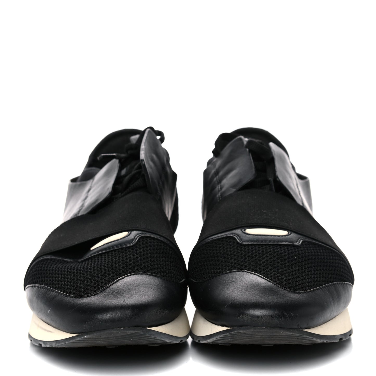 Mesh Calfskin Neoprene Suede Mens Race Runner Sneakers 45 Black