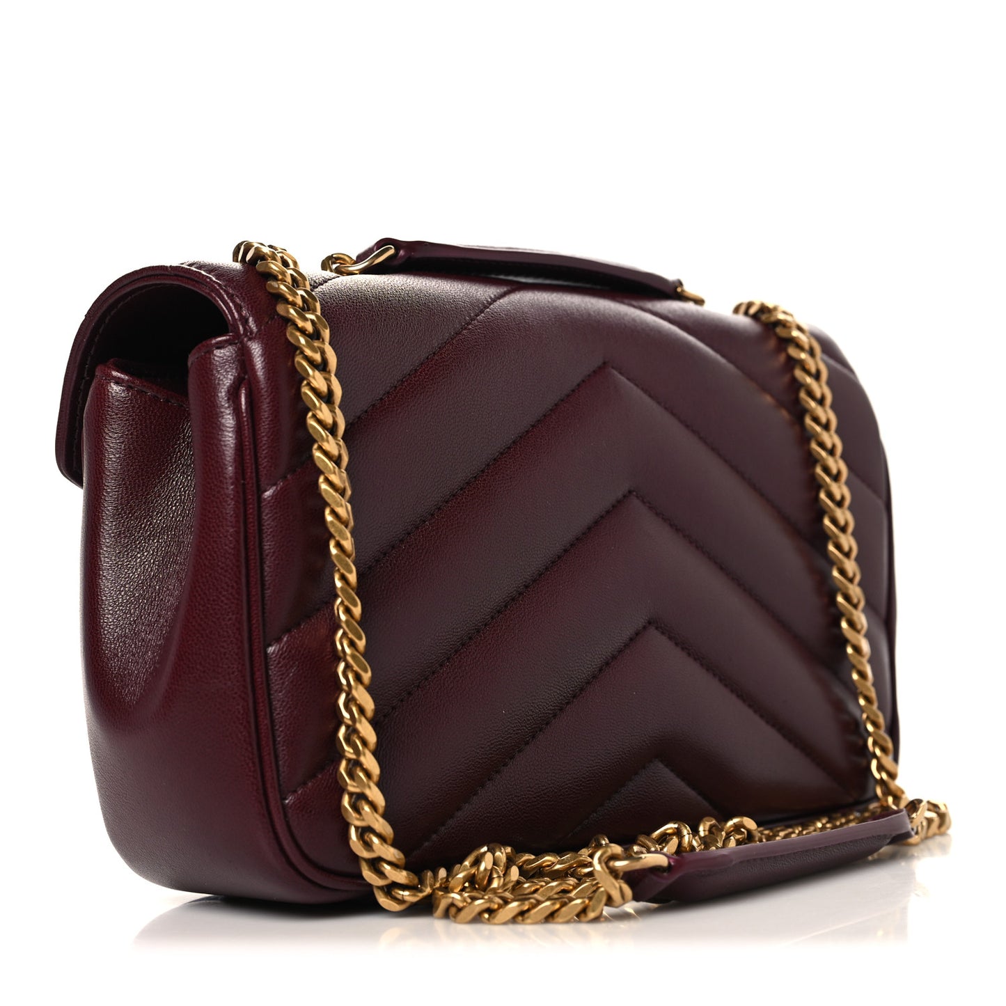 Lambskin Chevron Quilted Small Loulou Rouge Cabernet