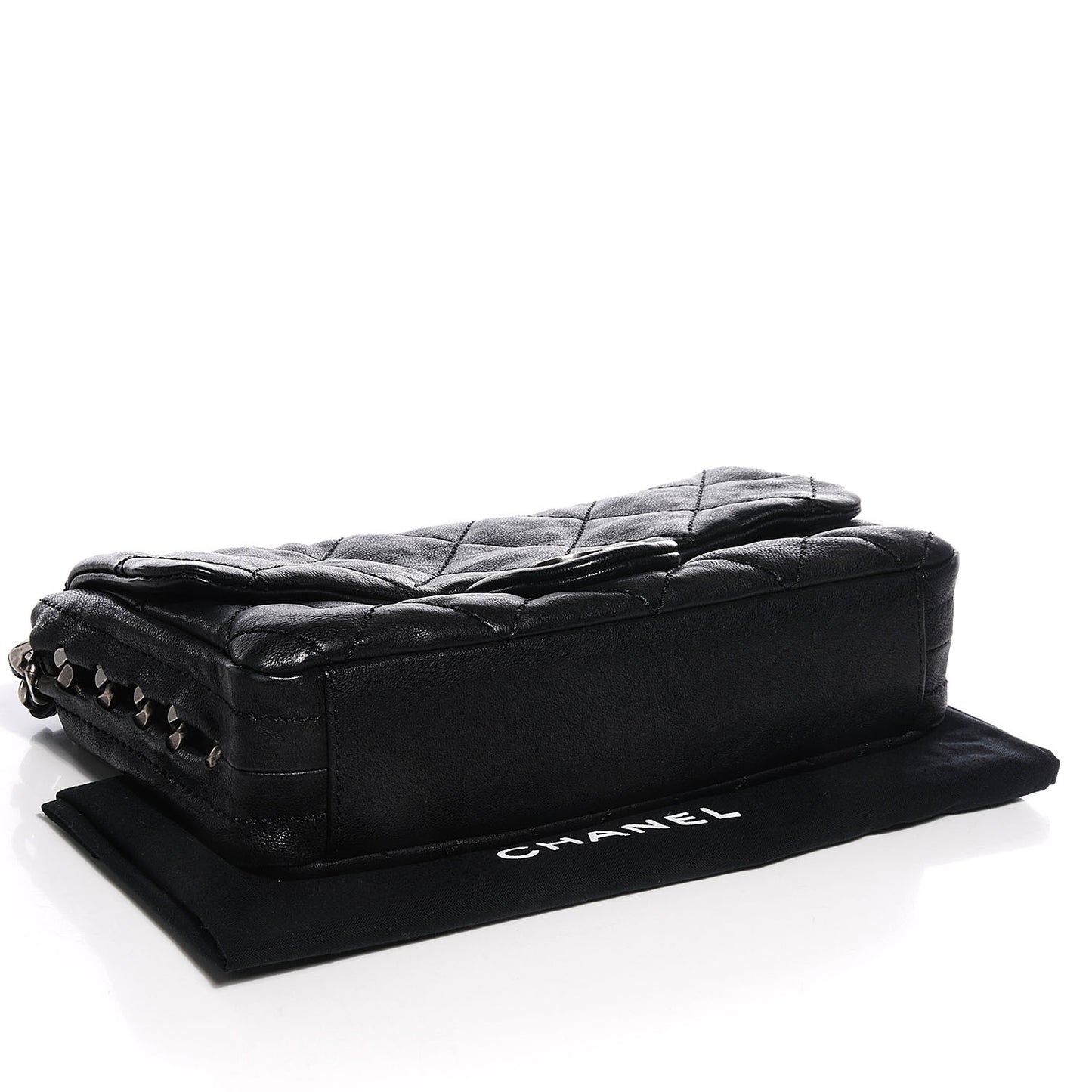 Calfskin Modern Chain Flap Black