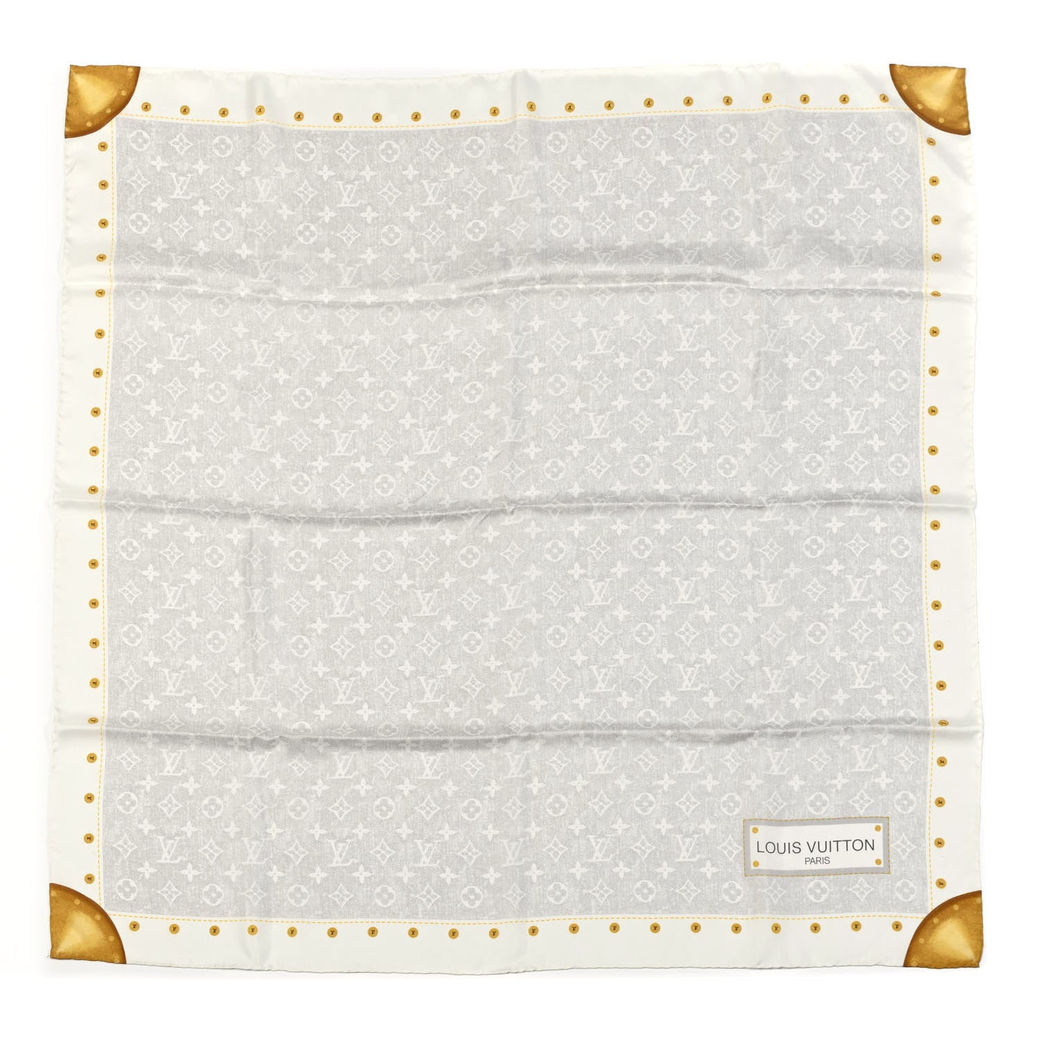 Louis Vuitton Silk Monogram Denim Bandana Scarf Grey Ivory 1 of 3
