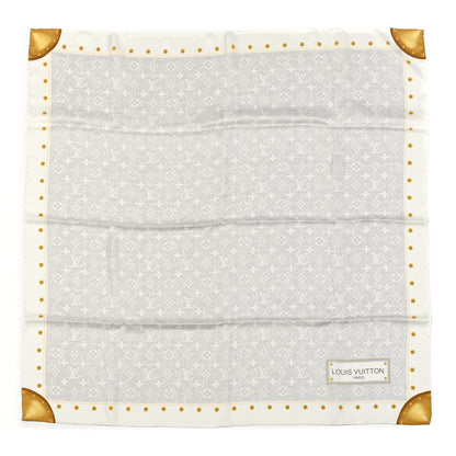 Louis Vuitton Silk Monogram Denim Bandana Scarf Grey Ivory 1 of 3