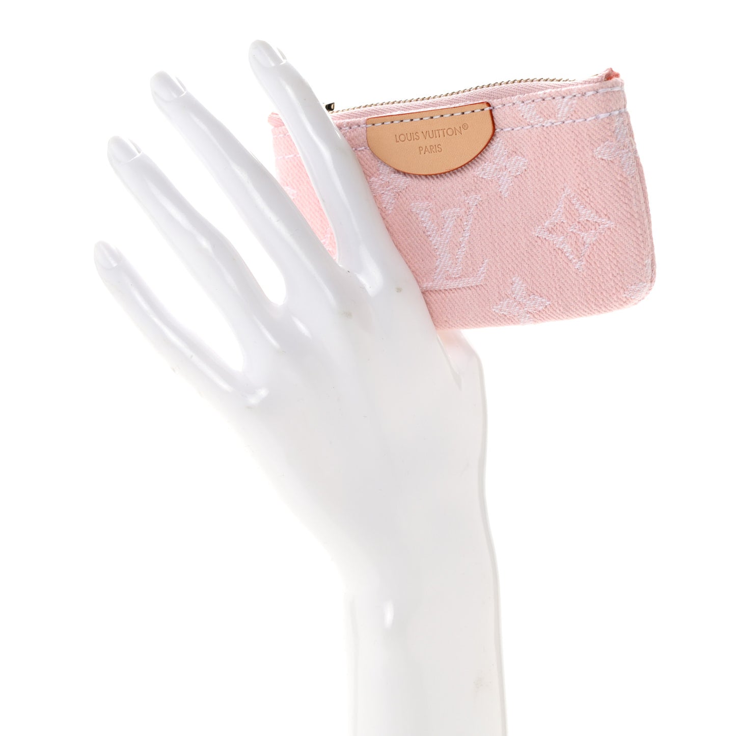 Monogram Denim Key Pouch Washed Pink