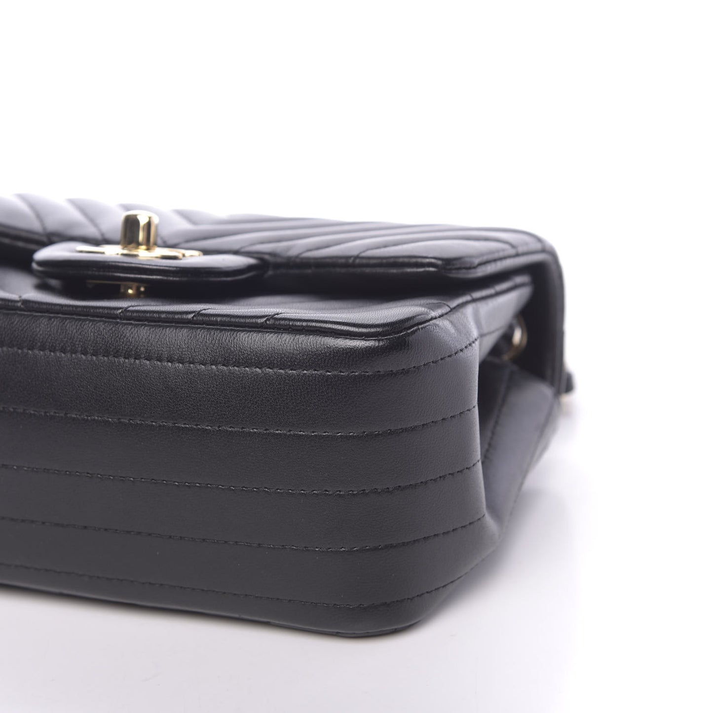 Lambskin Chevron Quilted Mini Square Flap Black