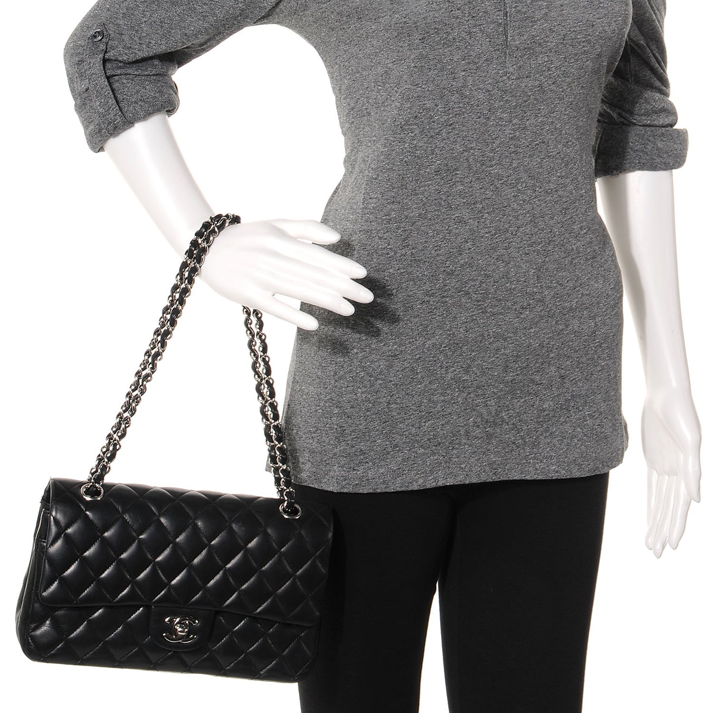 Lambskin Medium Double Flap Black