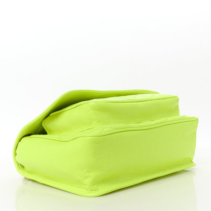 Saint Laurent Crinkled Calfskin Matelasse Monogram Medium Niki Chain Satchel Neon Yellow 4 of 11