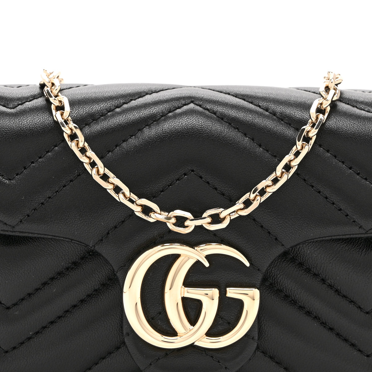 Gucci Lambskin Matelasse Mini GG Marmont Shoulder Bag Black 8 of 11