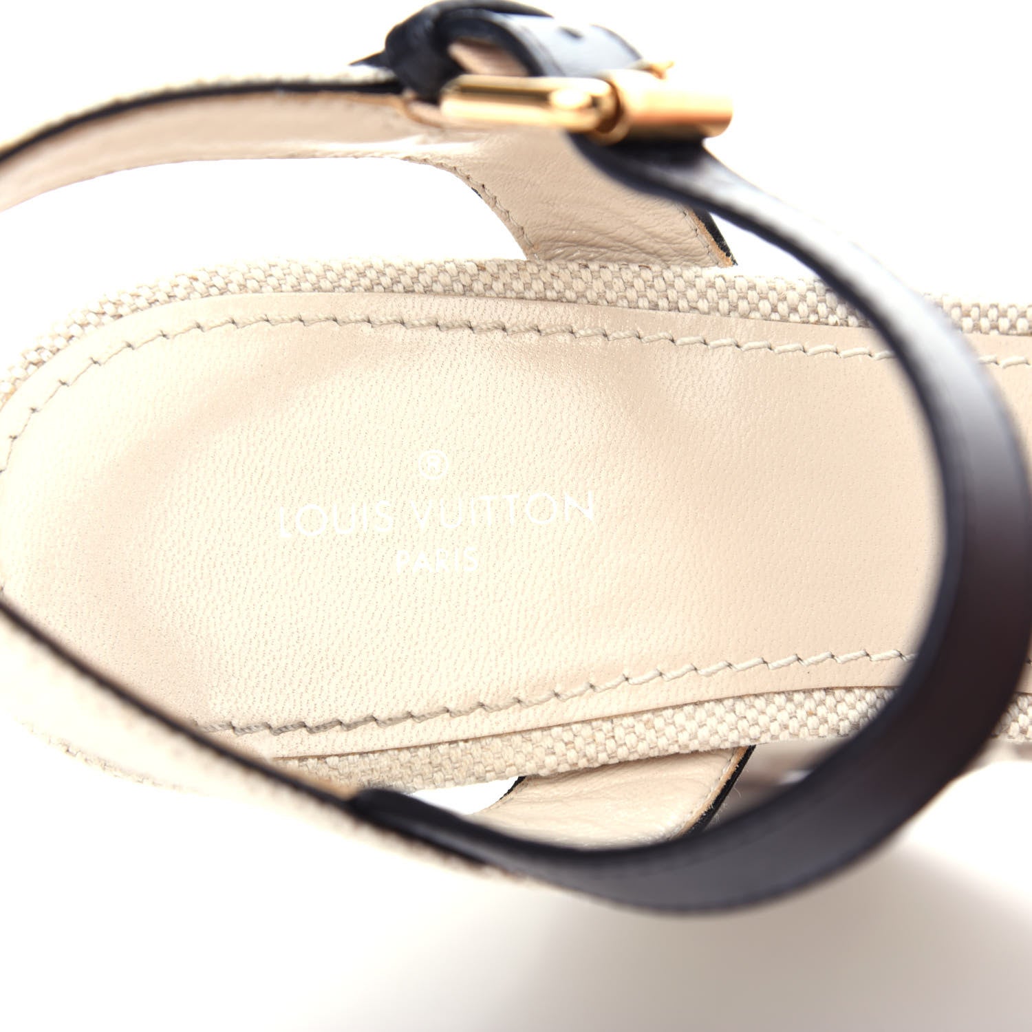 Louis Vuitton Canvas Calfskin Postcard Wedge Sandals 39 Ecru 8 of 9