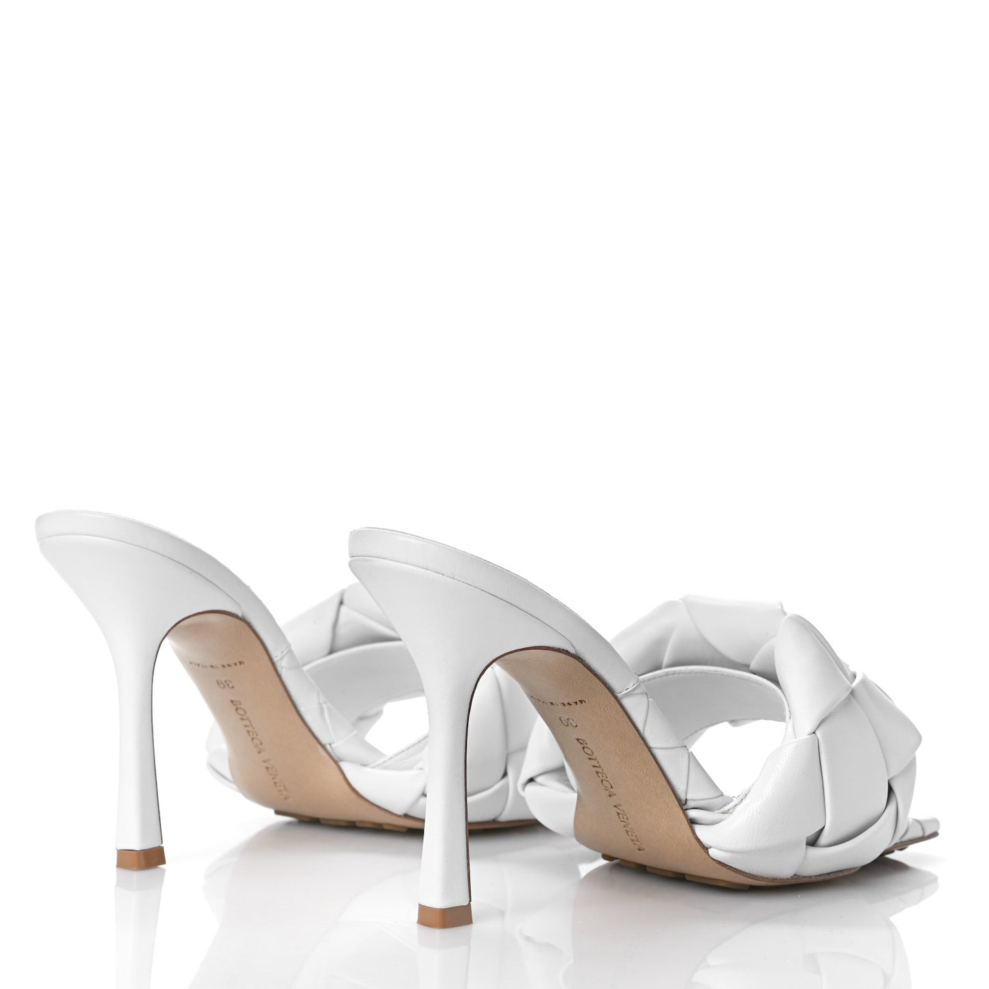 Nappa Maxi Intrecciato Lido Mule Sandals 39 Optic White
