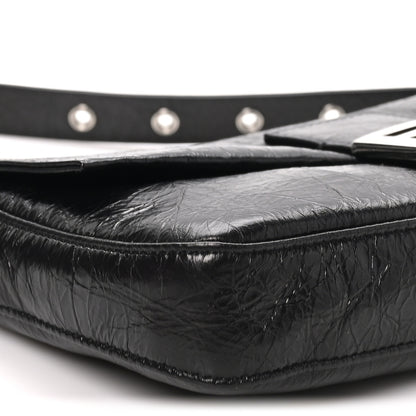 Fendi Crackled Calfskin Baguette 26424 Black 8 of 9
