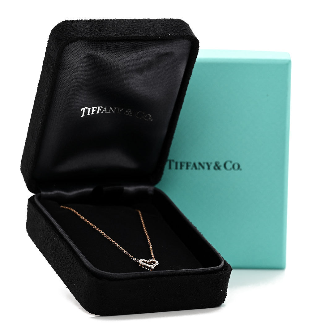 Tiffany 18K Rose Gold Diamond Extra Mini Heart Pendant Necklace 6 of 6
