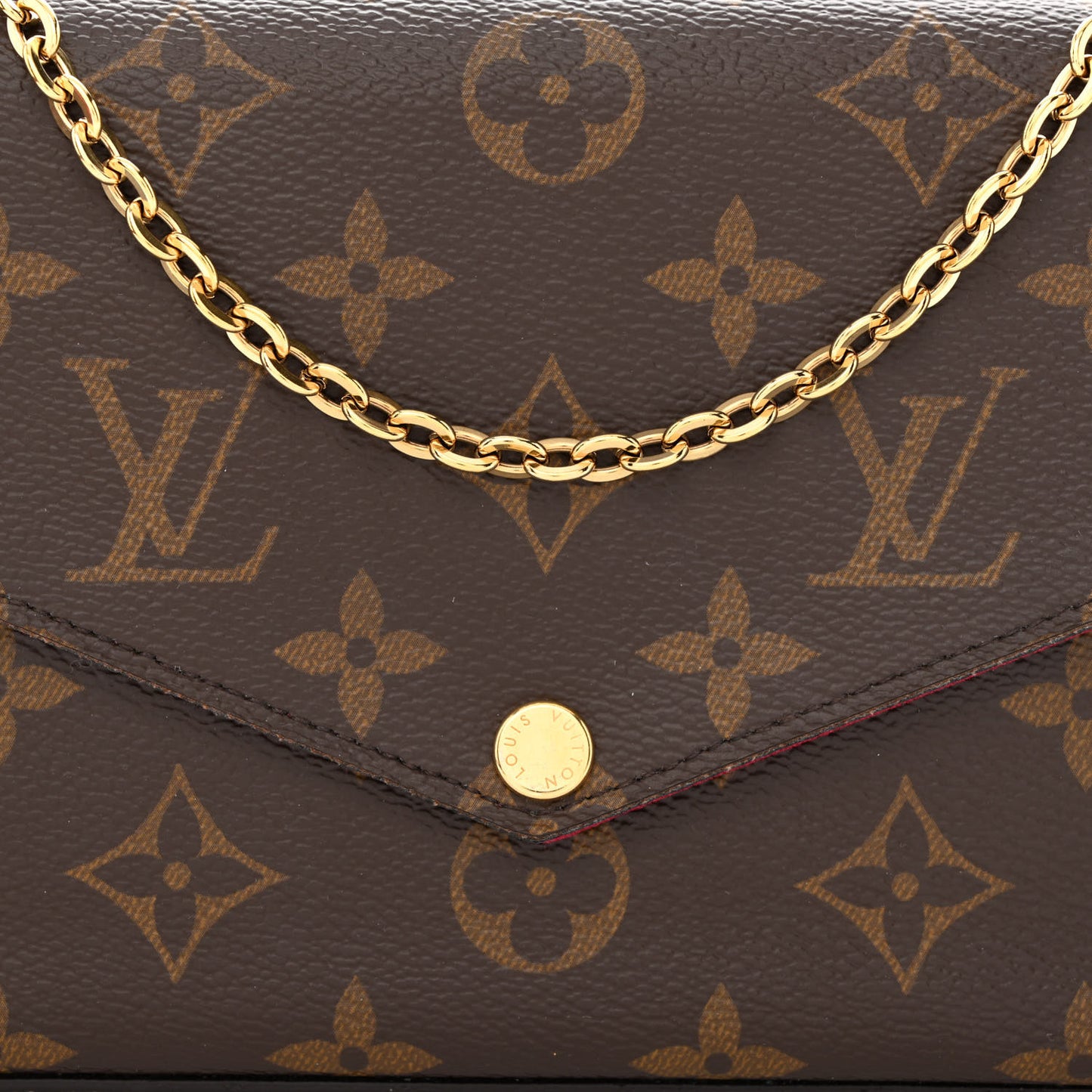 Monogram Pochette Felicie Chain Wallet Fuchsia