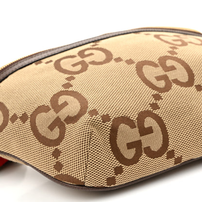 Gucci Monogram Jumbo GG Textured Dollar Calfskin Web Belt Bag Camel Ebony New Acero 9 of 10