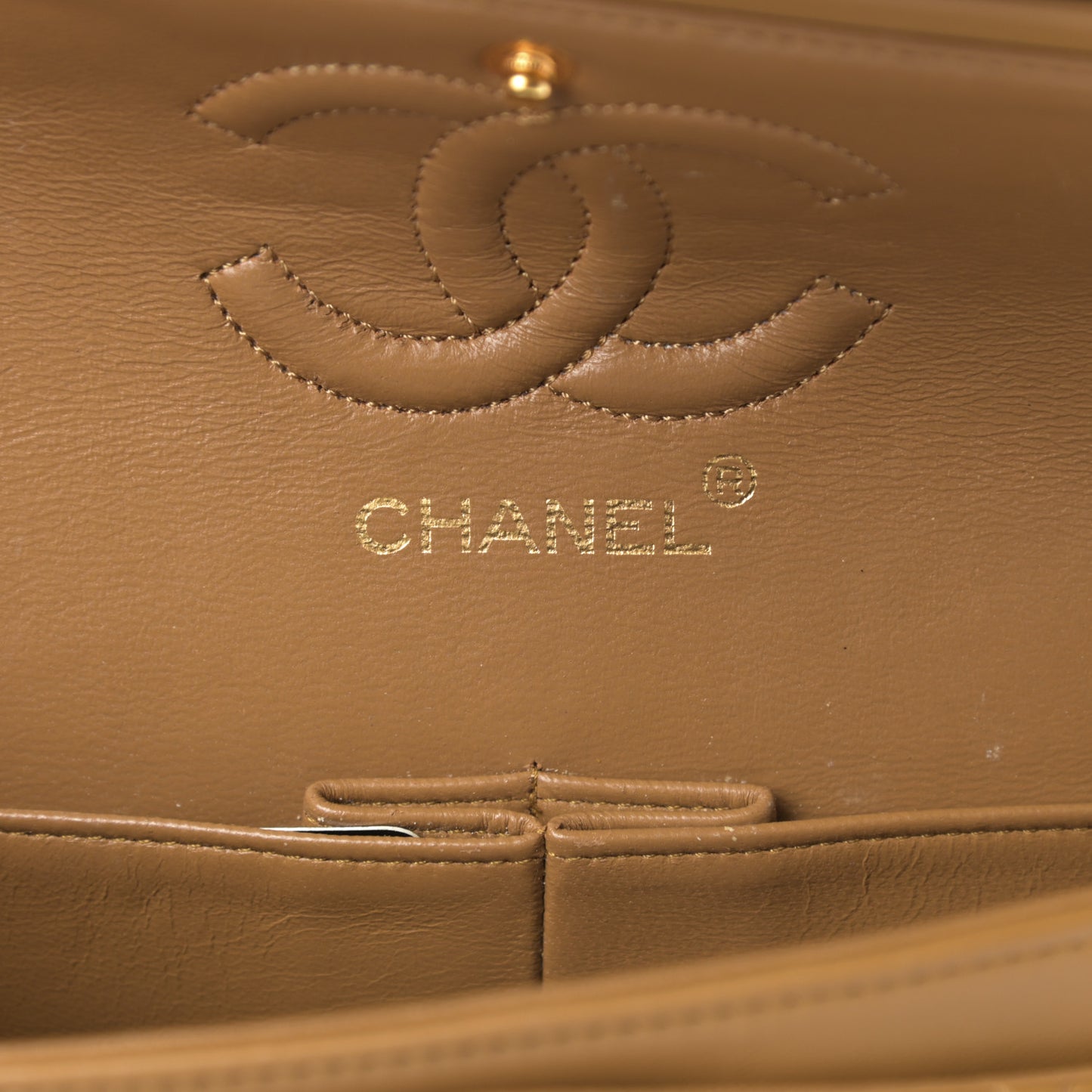 Lambskin Quilted Small Double Flap Beige