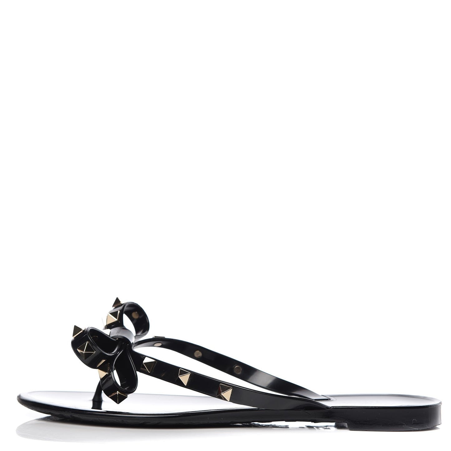 PVC Jelly Rockstud Bow Thong Sandals 37 Black