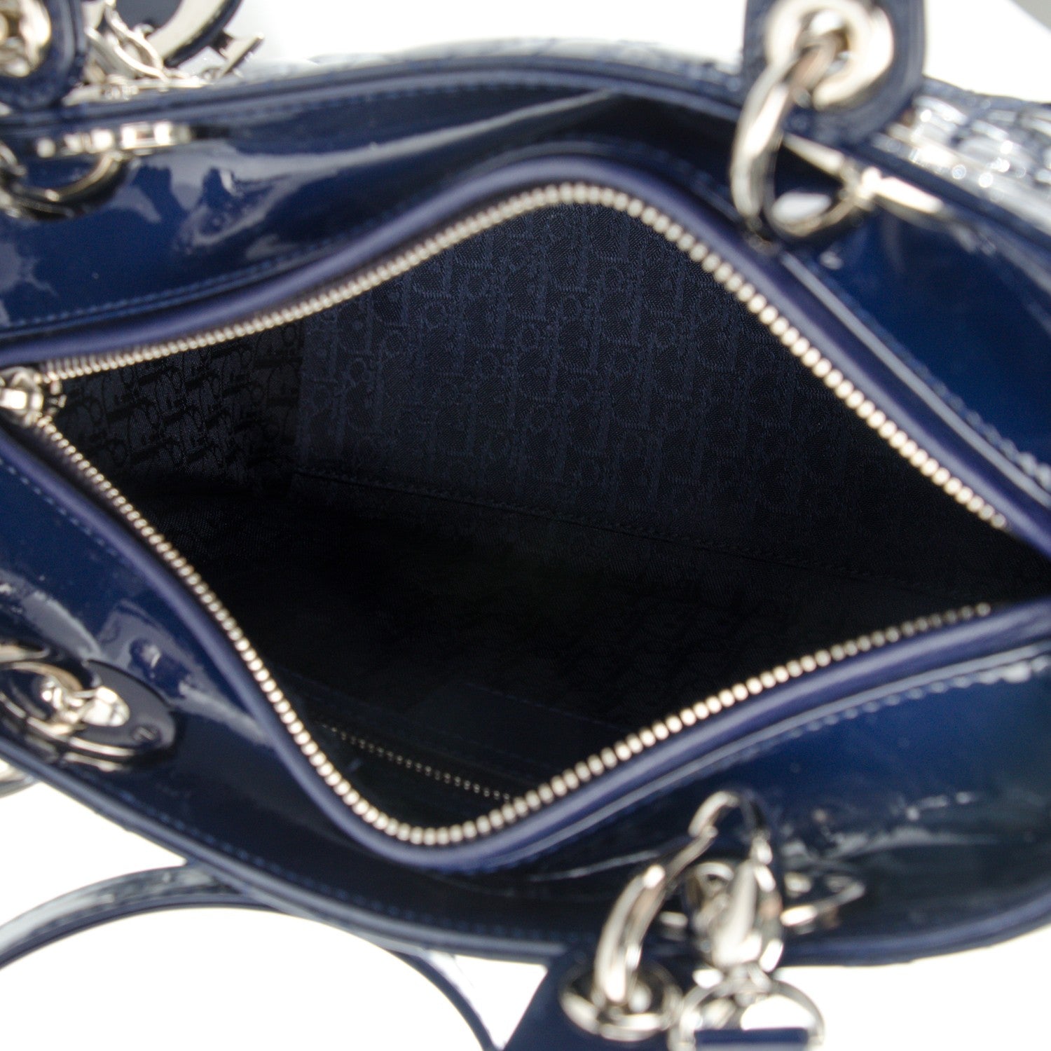 Christian Dior Patent Cannage Medium Lady Dior Navy Blue 5 of 7