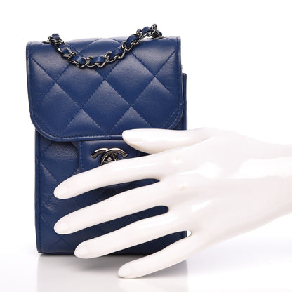 Chanel Lambskin Quilted CC Phone Holder Blue 3 of 10