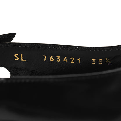 Saint Laurent Glazed Calfskin Lee Slingback Pumps 38.5 Black 7 of 10