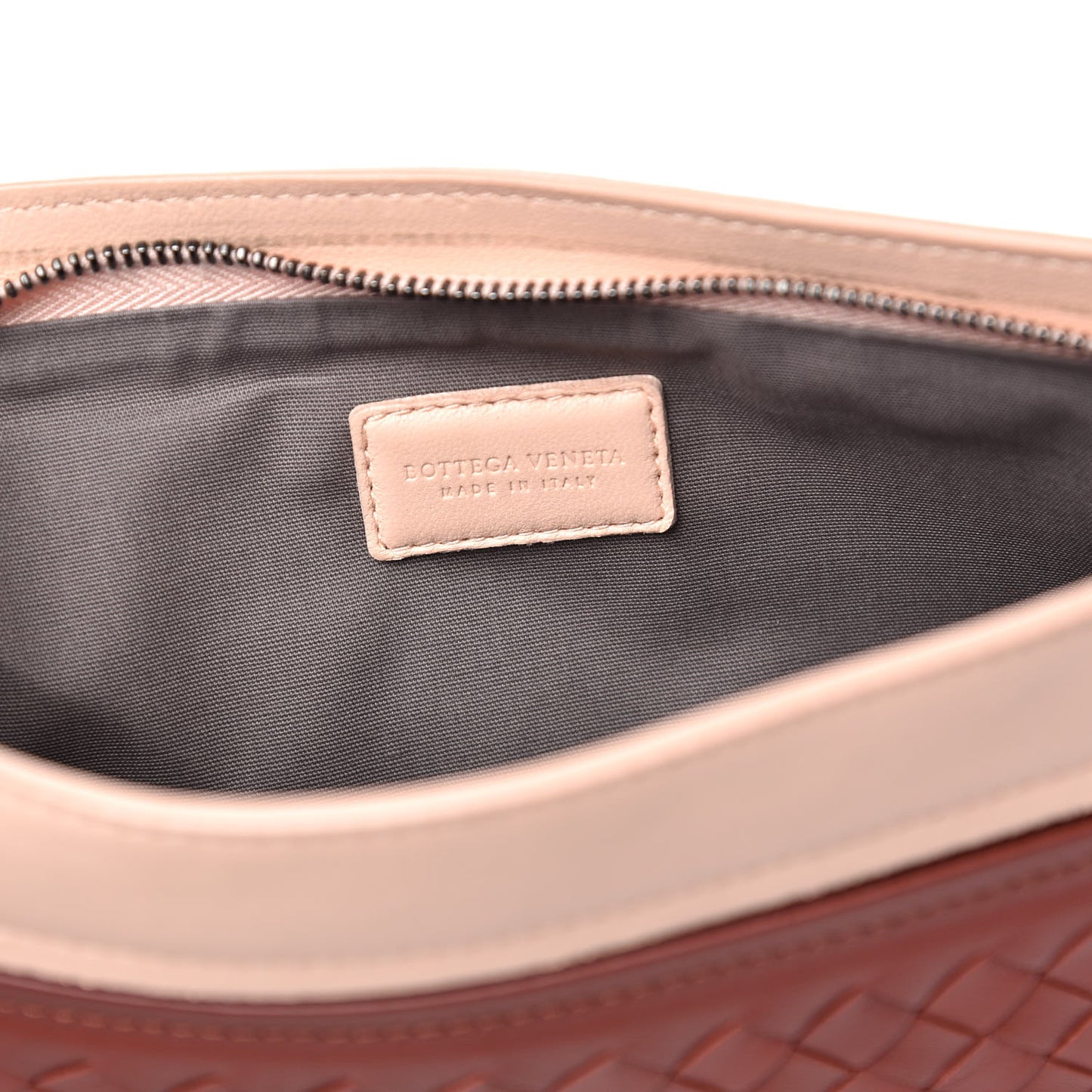 Nappa Intrecciato Zip Pouch Pink Brique