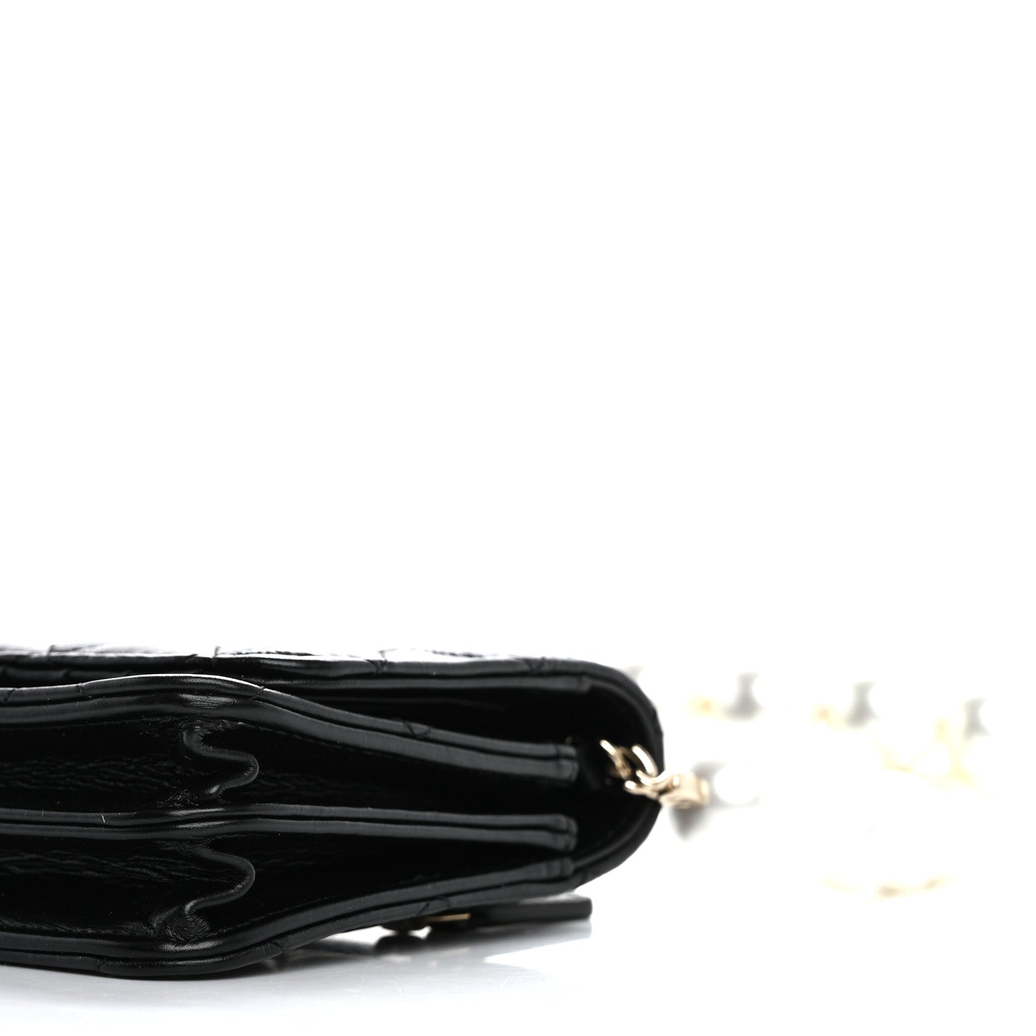 Chanel Calfskin Quilted Mini Maxi Pearls Wallet On Chain WOC Black 10 of 11