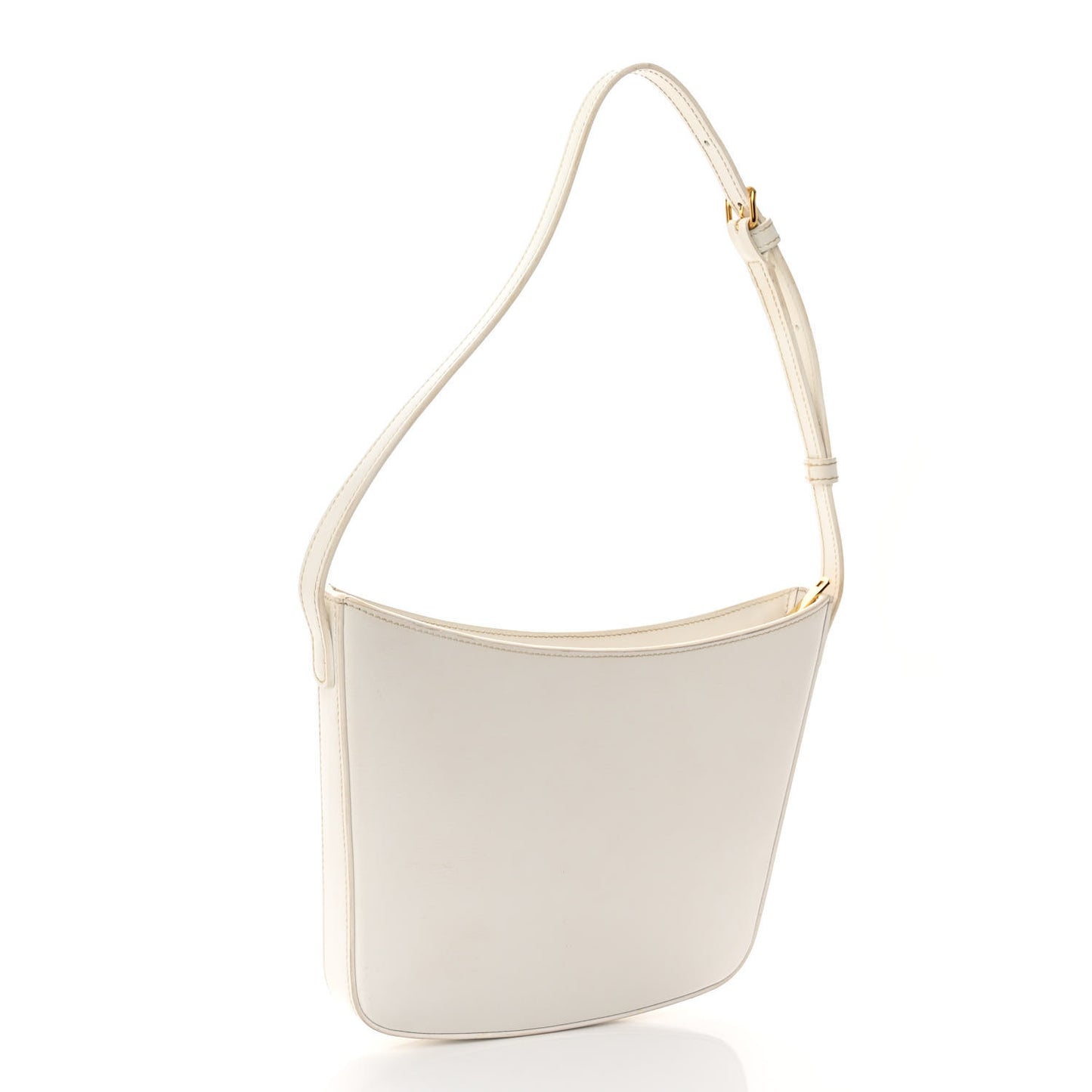 Shiny Calfskin Medium Croque Bag Artic White