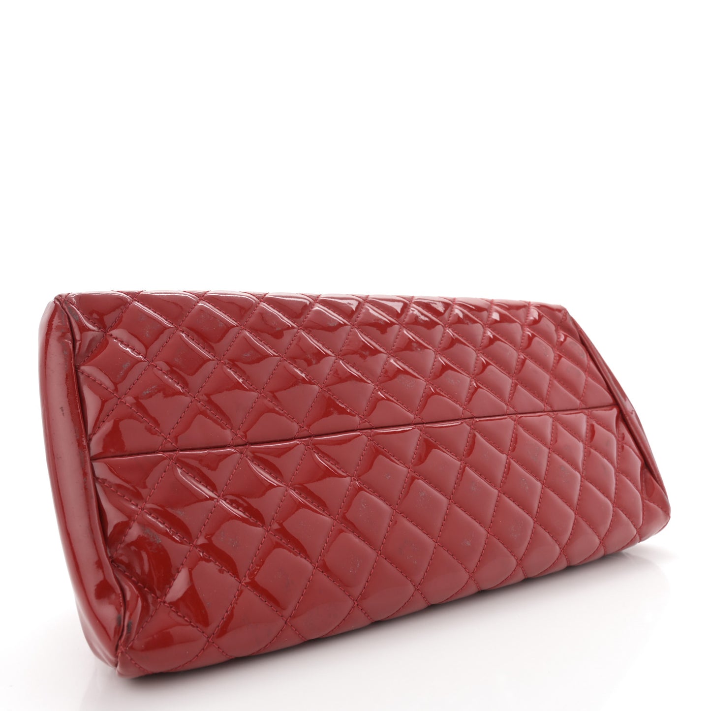 Patent Quilted Medium Just Mademoiselle Bowling Bag Red
