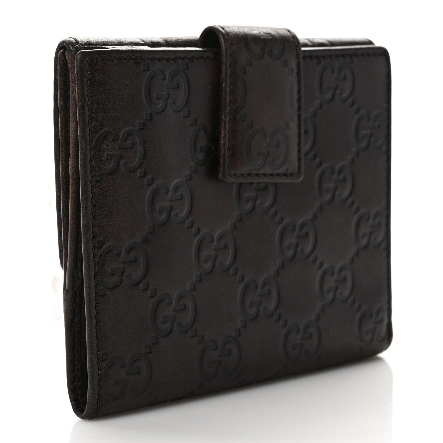 Gucci Guccissima Metal Bar French Flap Wallet Dark Chocolate 3 of 10