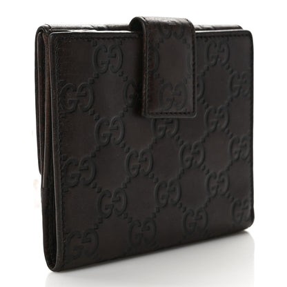 Gucci Guccissima Metal Bar French Flap Wallet Dark Chocolate 3 of 10