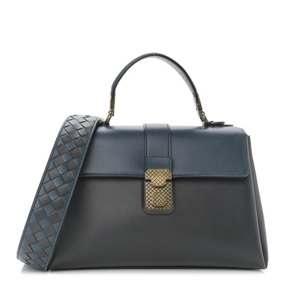 Bottega Veneta Nappa Small Bicolor Piazza Bag Ferro Gray Denim 1 of 12