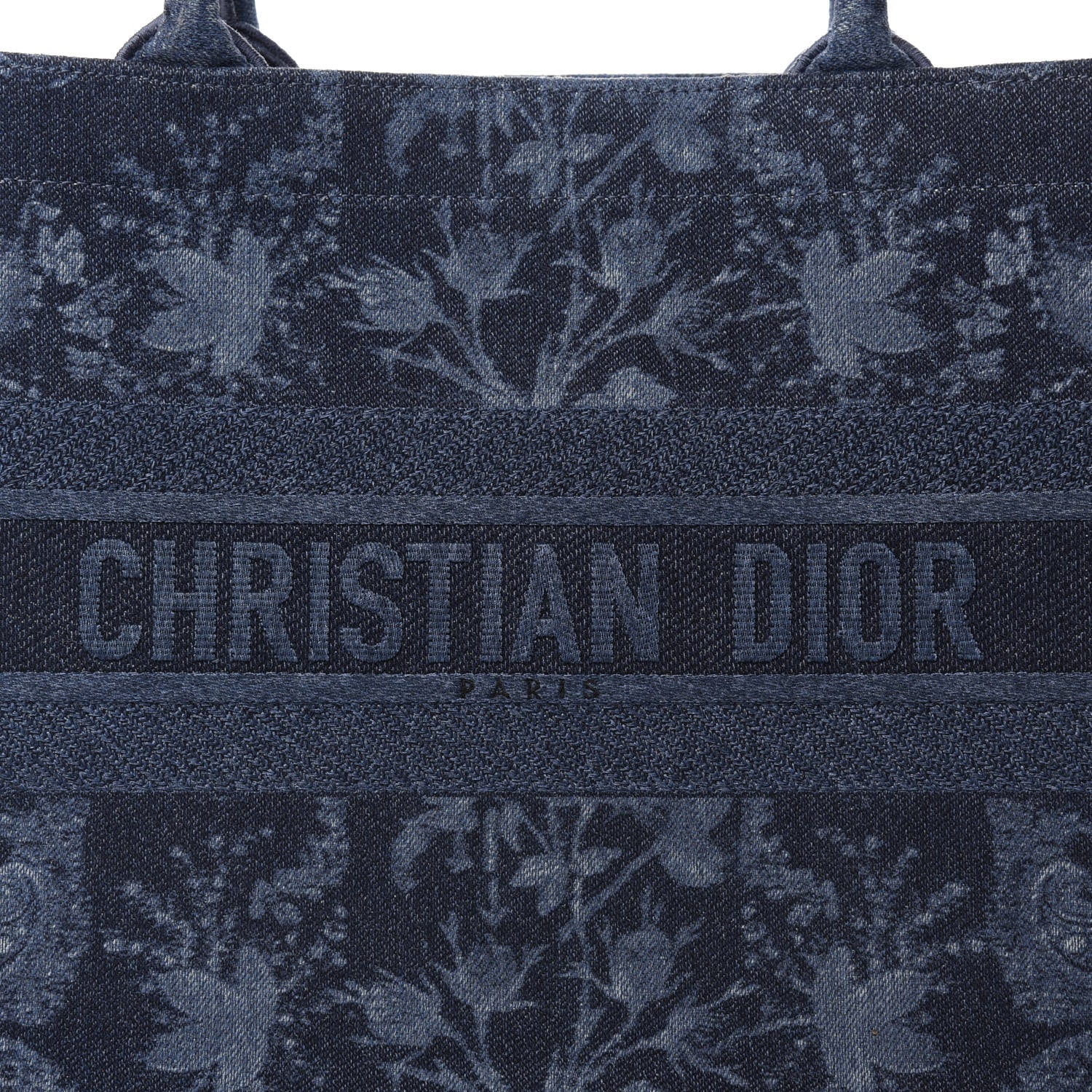 Christian Dior Denim Flowers Embroidered Medium Book Tote Blue 9 of 12