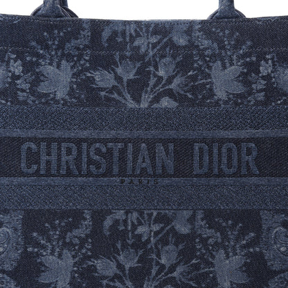 Christian Dior Denim Flowers Embroidered Medium Book Tote Blue 9 of 12